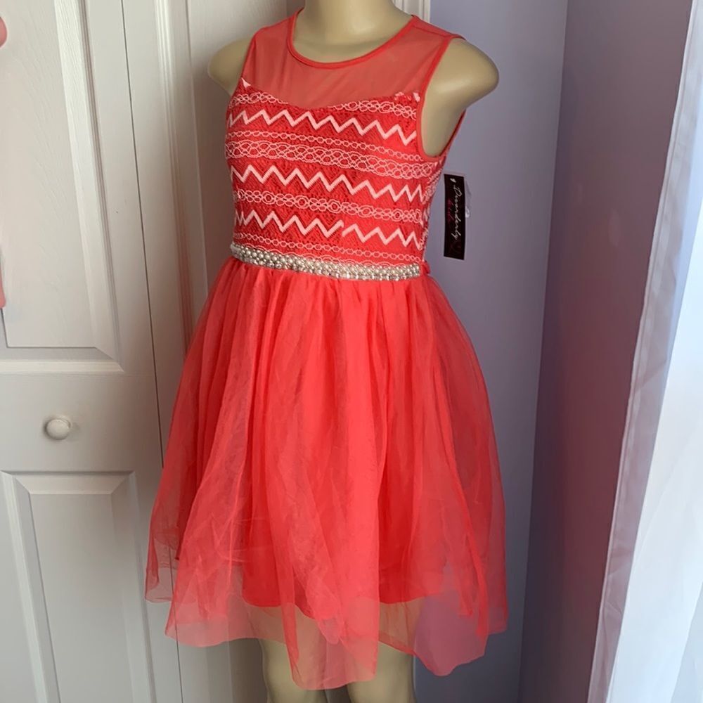 Disorderly Kids Girls Sleeveless Casual Formal Dressy Dress 14 Coral